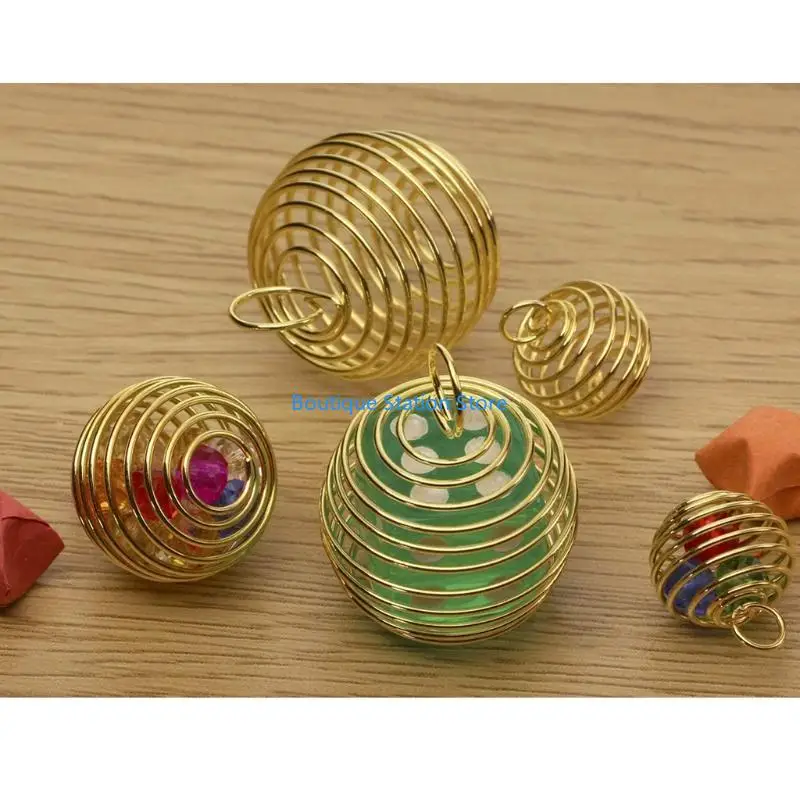 Y55F 30 قطعة قلادة قفص حلية دوامة حبة أقفاص جوفاء قلادة مع حلقة ل أساور يدوية أقراط قلادة صنع المجوهرات