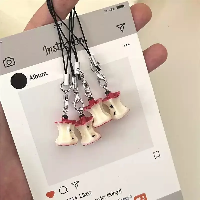 Inspirador bonito engraçado apple telefone corrente pingente versátil chaveiro bestie presente doce saco charme