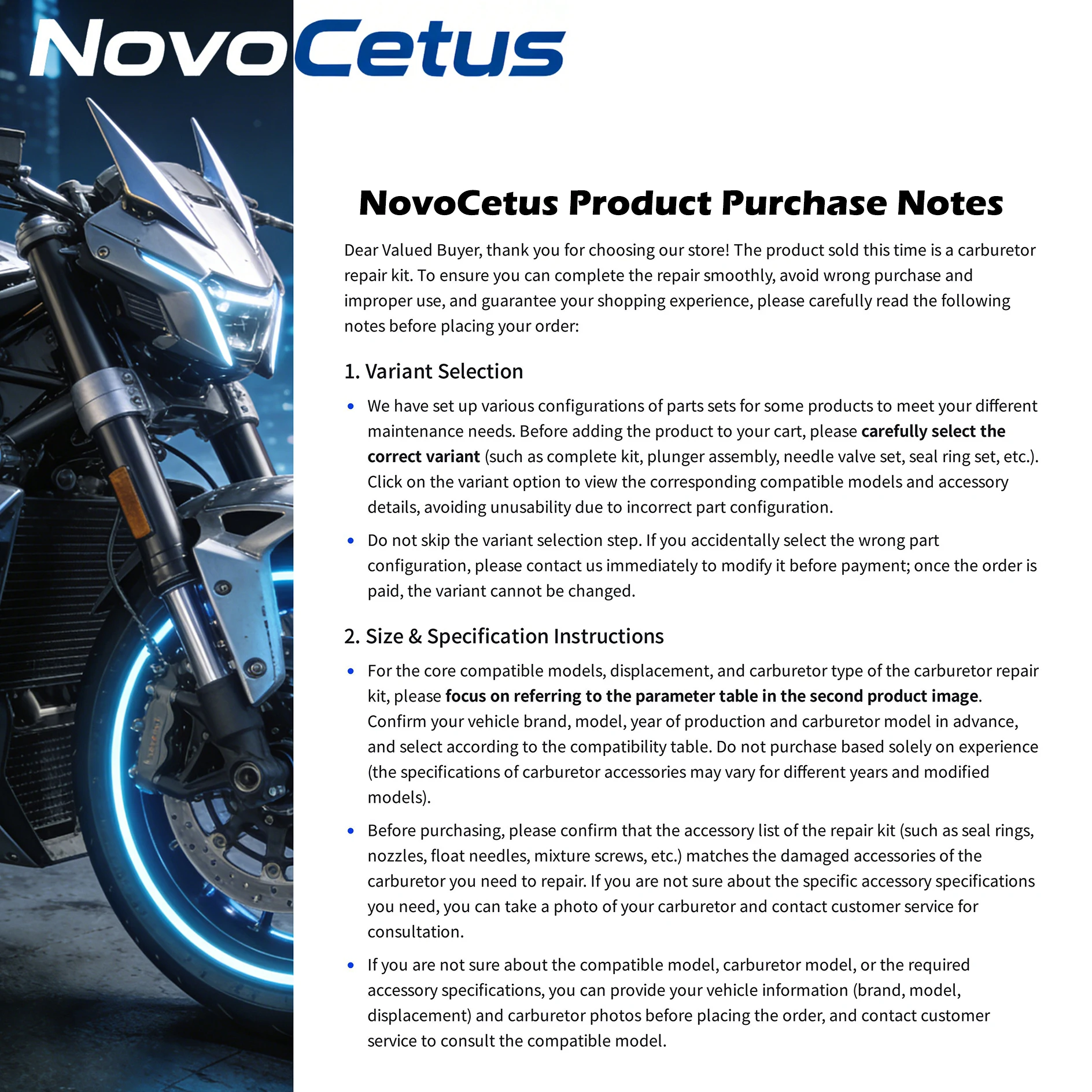[NovoCetus] Fit for Honda VLX400 VLX600 Steed 400/600 Motorcycles NV400CC Carburetor Parts (Select Kit/Part) - view 4