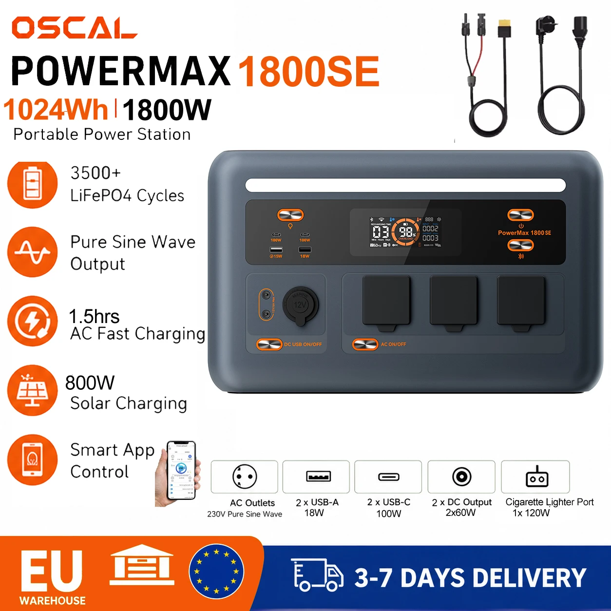 Oscal Powermax 1800SE Tragbare Powerstation 2400W Spitzenleistung …