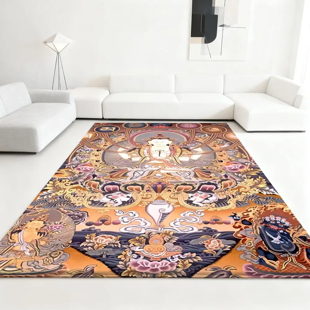 

Buddhism Buddhist Buddha statue Floor Mat Soft Thickened Absorbent Non-Slip Bedroom Living Room Door Mat Home Decor Flannel Rugs