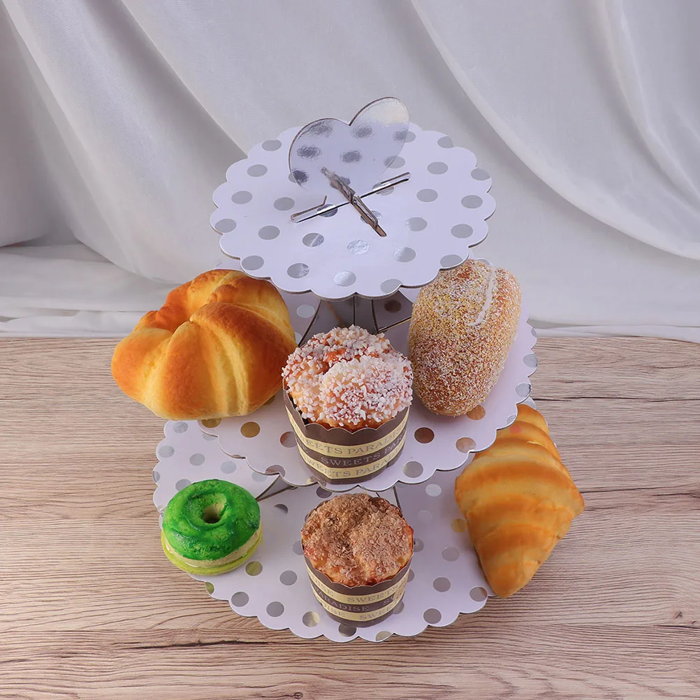 

Elegant Cake Stand Display 2 Tier Cupcake Holder Paper Dessert Rack Birthday Party Decoration Glossy Disposable Design Bakery