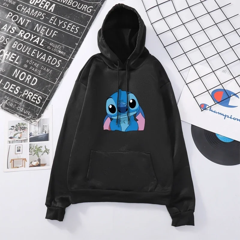 STITCH-Sweat à capuche Disney pour couple, sweat-shirt charmant, haut de dessin animé, mode Y2K