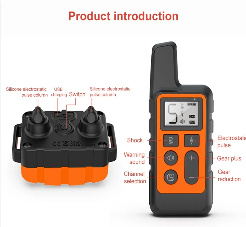 1PC Dog Training Collar/Portable Remote Control Electric Bare Stopper Waterproof Pet Training Device with Beep Shock