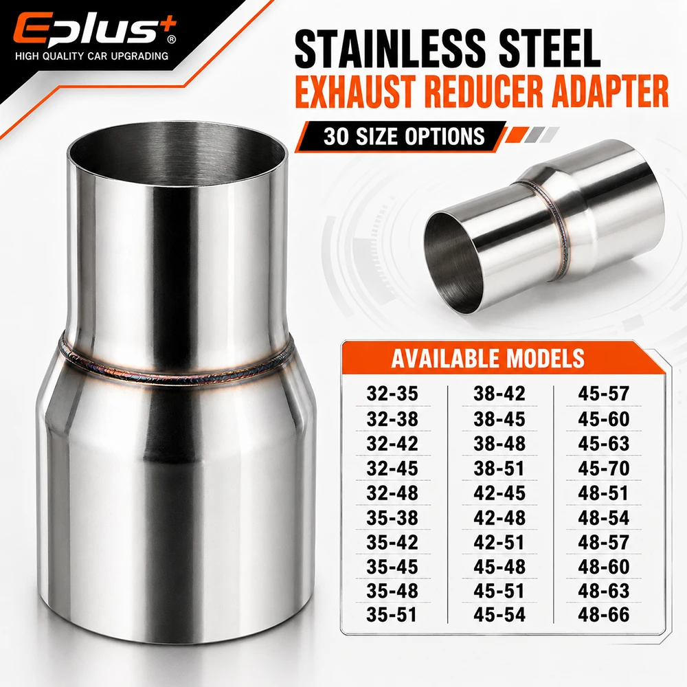 OD Range 32-66mm Stainless Steel Exhaust Straight Reducer Adapter Pipeline Universal Weld-On Pipe Connector for Car Motorcycles