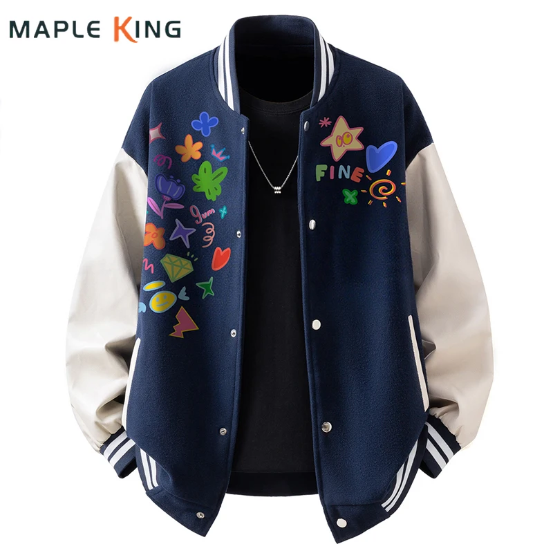 

Куртки-бомберы с забавными принтами для мужчин и женщин, оверсайз, уличная мода, весна-осень, бейсбольные, в стиле хип-хоп, молодежные, в стиле университетской формы