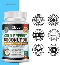 Coconut Oil Capsules Promotes Healthy Hair, Skin & Nails Made with Organic Coconut Oil Support Bloating Anti Aging Digestion