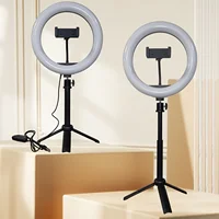 Anillo de luz LED de 10 ""con trípode y soporte para teléfono soporte para teléfono regulable para vídeo, fotografía, Selfie, Vlog, maquillaje,