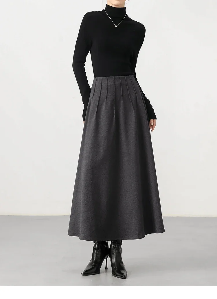 

SENTUBILA Winter A Line Maxi Skirts Women 2024 Commute Business Office Elastic High Waist Long Skirt Female Clothes 144Q58134