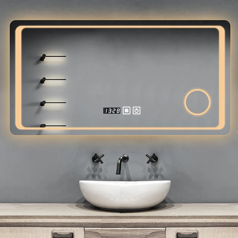 Modern Style Rectangular Backlit Mirror LED Bath Mirror Mounted Bathroom Mirror with Lights