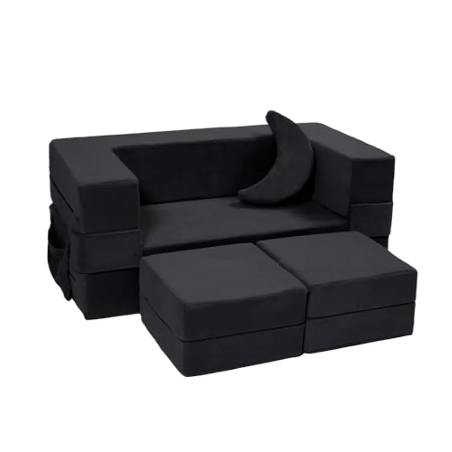 

Modular SofaToddler Couch Foam Armchair for Convertible Plush Sofa Play Set Fold Out SofaBed Black