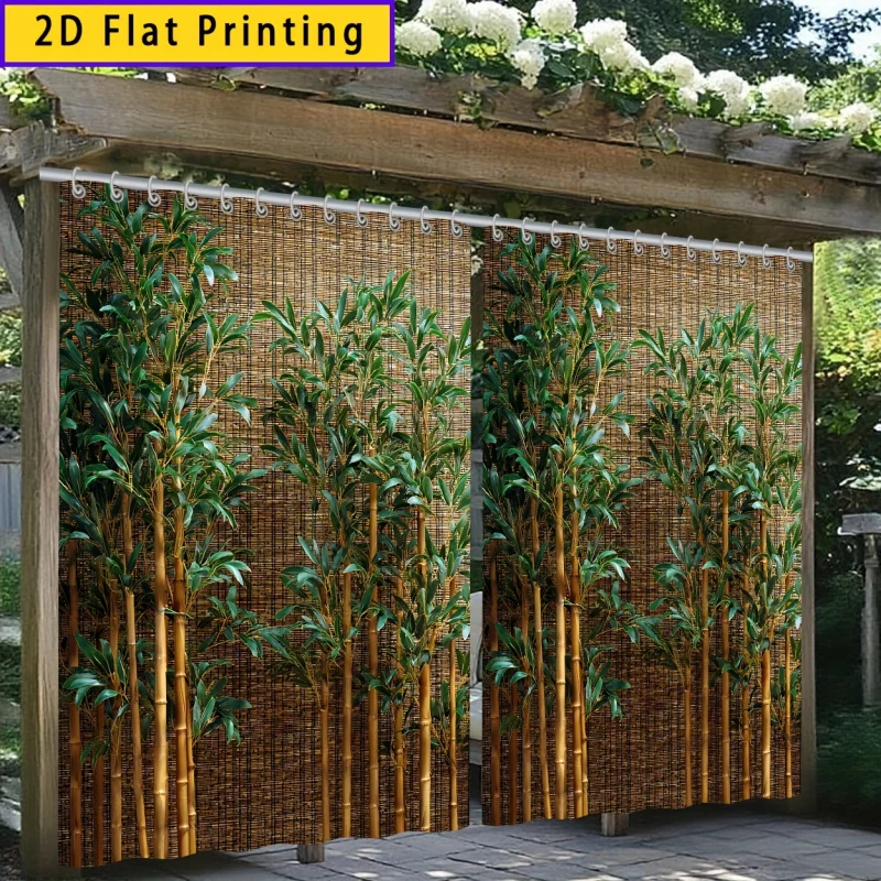 Natural-Style Outdoor Curtains With Bamboo Pattern, Perfect For Parties And Holiday Decor, Ideal For Hallways And Balconies