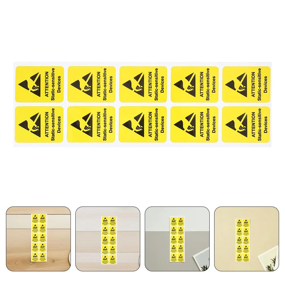 

100Pcs Anti Static Warning Labels High Adhesive Safety Stickers No Touching Sign Electrical Devices Factory Warning Signs
