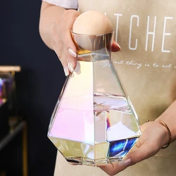 Nordic Colorful Glass Water Kettle with Natural Wood Ball Lid Clear Cold Water Jug Juice Beverage Pitcher Home Drinkware