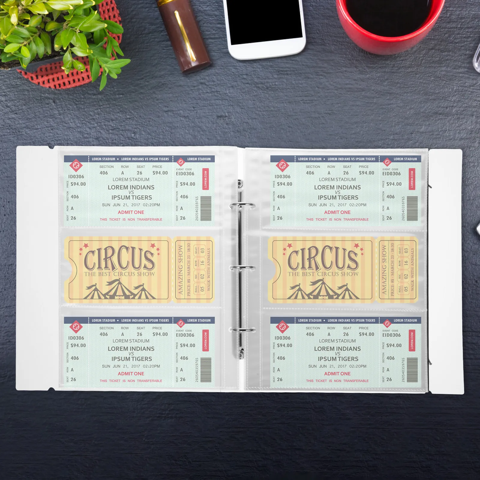 Concert Tickets Album 30 Pages PVC Card Holder Postcards Album Binder White Postcard Sleeves Binder File Folder