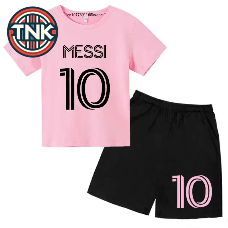 Kids Super Soccer Star No.10 Print 2pcs T-shirts Pants Sports Suits 3-14 Years Boys Girls Idol Streetwear Children Outfits Sets