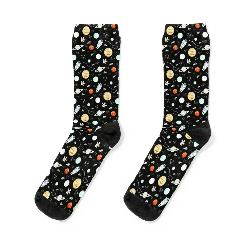 

Outer Space Adventure Pattern - Black Socks sports and leisure cute FASHION New year's Socks Women's Men's
