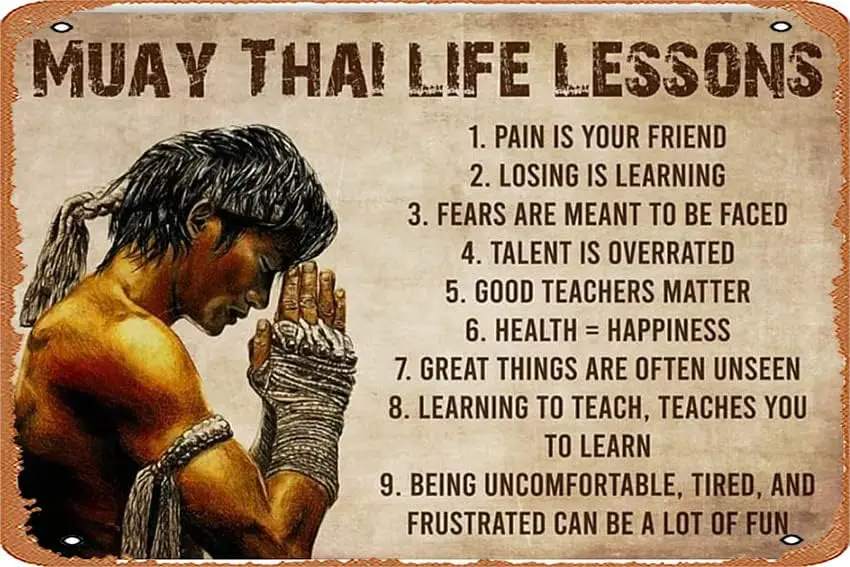 Wall Decor Sign - Vintage Man Muay Thai Life Lessons Poster Art Print Home Decor Gift For Men Women Family Friend On Birthday Xm
