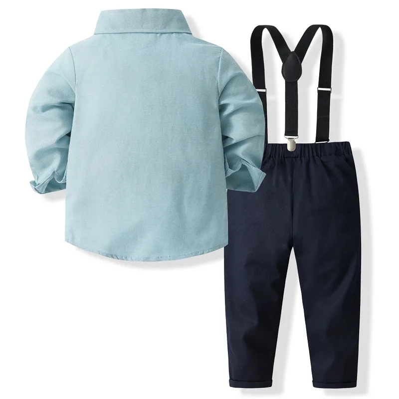 4Piece Spring Autumn Boys Boutique Clothing Korean Fashion Gentleman Tie Long Sleeve Baby Tops+Pants Children's Sets BC1125-1