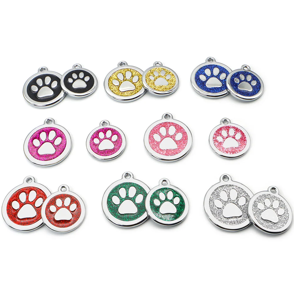 Wholesale 20Pcs Pet Dog Collar Round ID Tags Blank Medal Can Engraving Name Kitten Puppy Shiny Customizable Accessories Key Ring