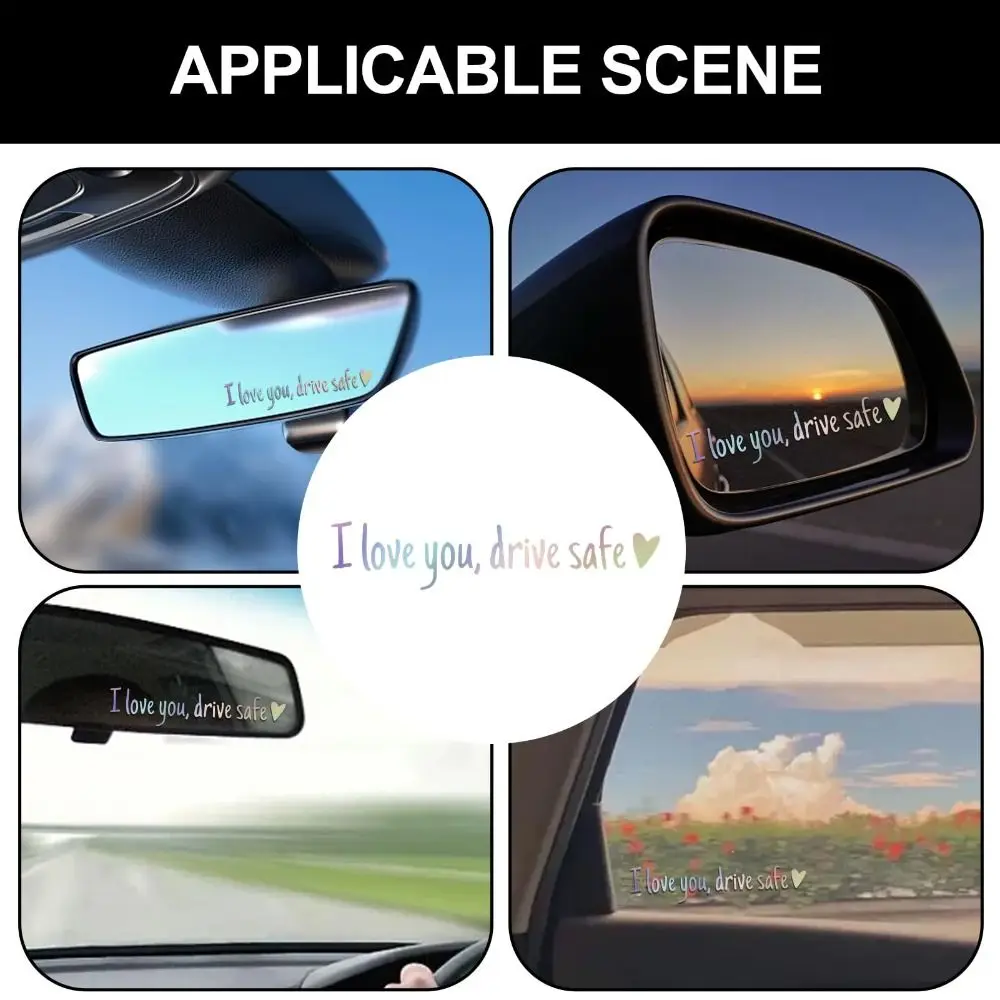 Waterproof Drive Safe Mirror Sticker Funny Decal Heart Design Rearview Mirror Sticker Mirror Decal Driving Safes Decal