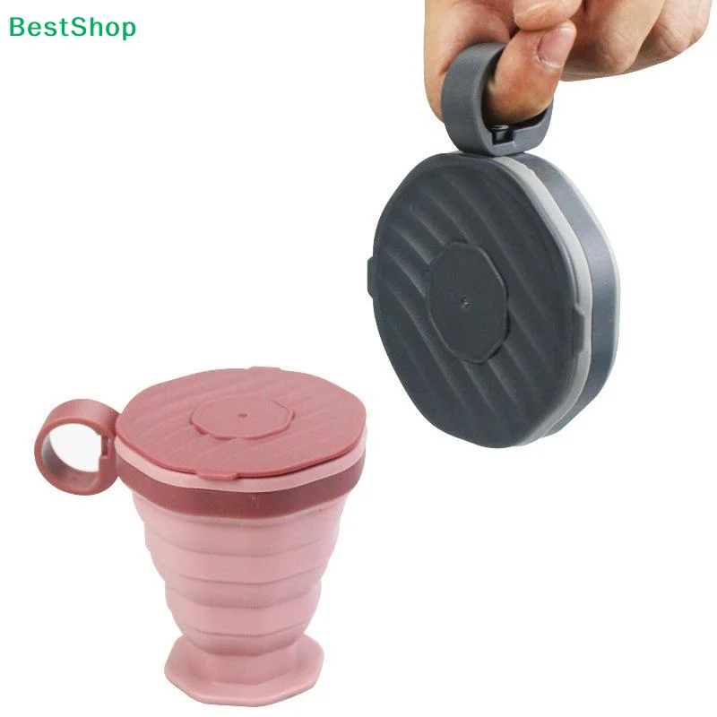 

♥ Складная силиконовая дорожная кружка | Портативная складная кружка с крышкой и ручкой для кемпинга и активного отдыха