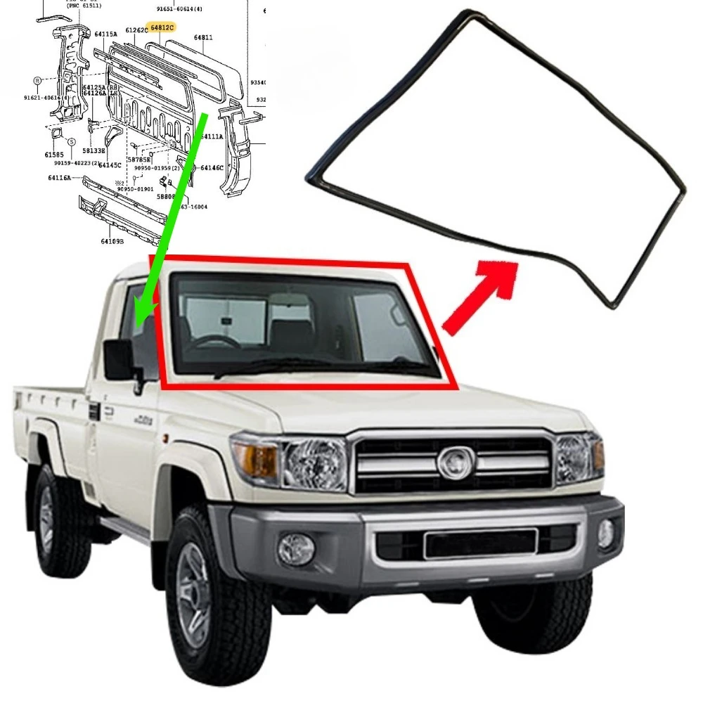 1 Pcs Front or Rear Glass Windshield Sill for LC70 2 Door Only 56121-60140 64812-60010 Not for 4 Door