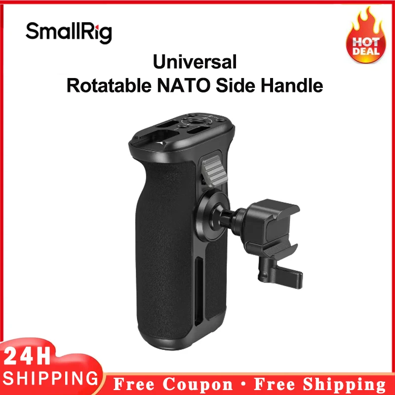 SmallRig 4359 Universal Rotatable NATO Side Handle 60° Bi-Directional Rotation,Compatible with standard NATO Rail for Cameras