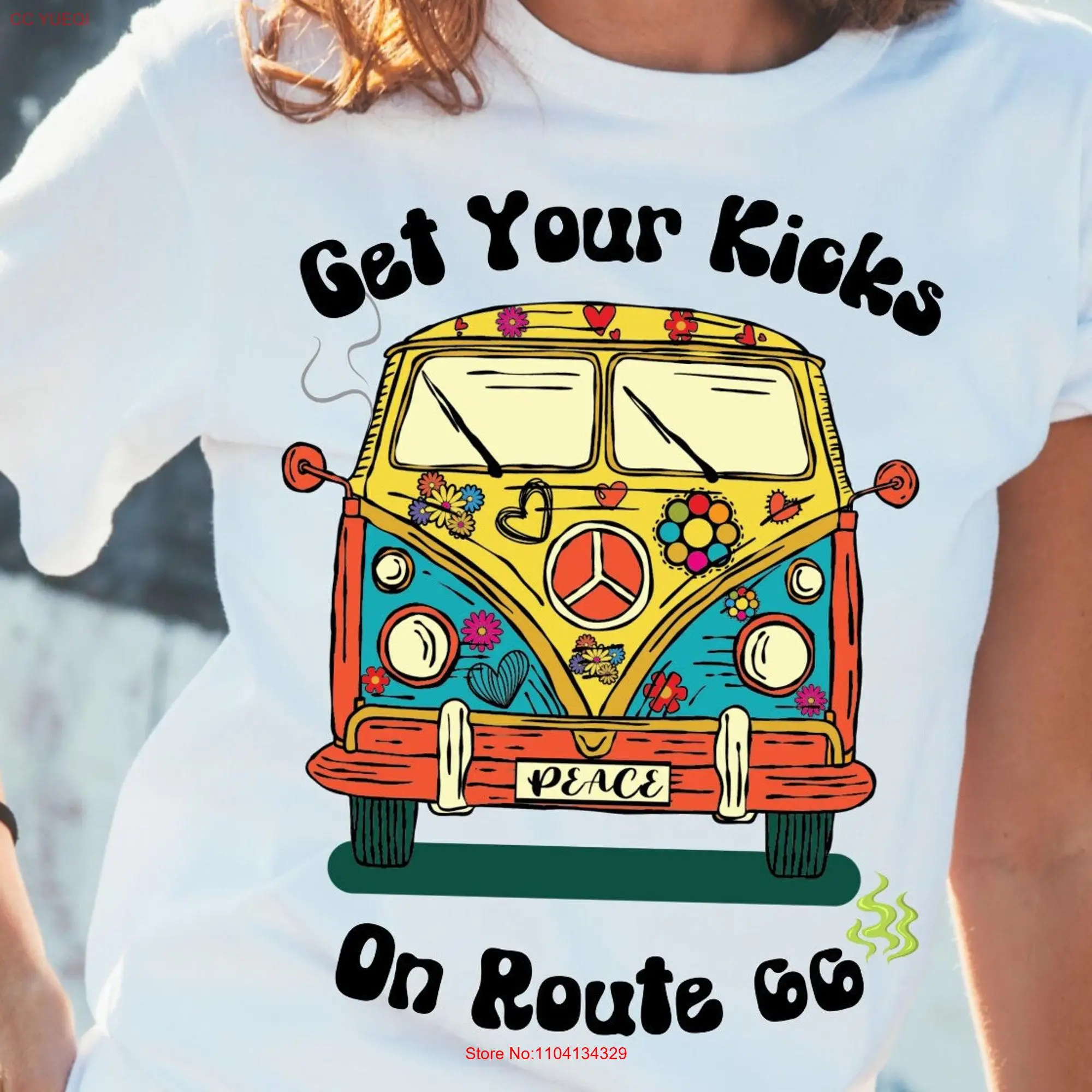 Get Your Kicks on Route 66 T Shirt Hippie Retro Vintage Music Lyric 60s 70s long or short sleeves