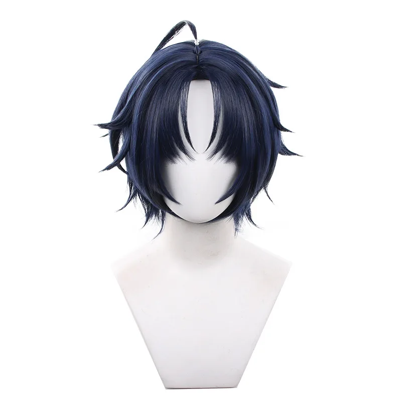 Zenless Zone zéro Asaba Harumasa Cosplay perruque habiller perruque homme bleu foncé cheveux courts Halloween Costume accessoires + perruques casquette
