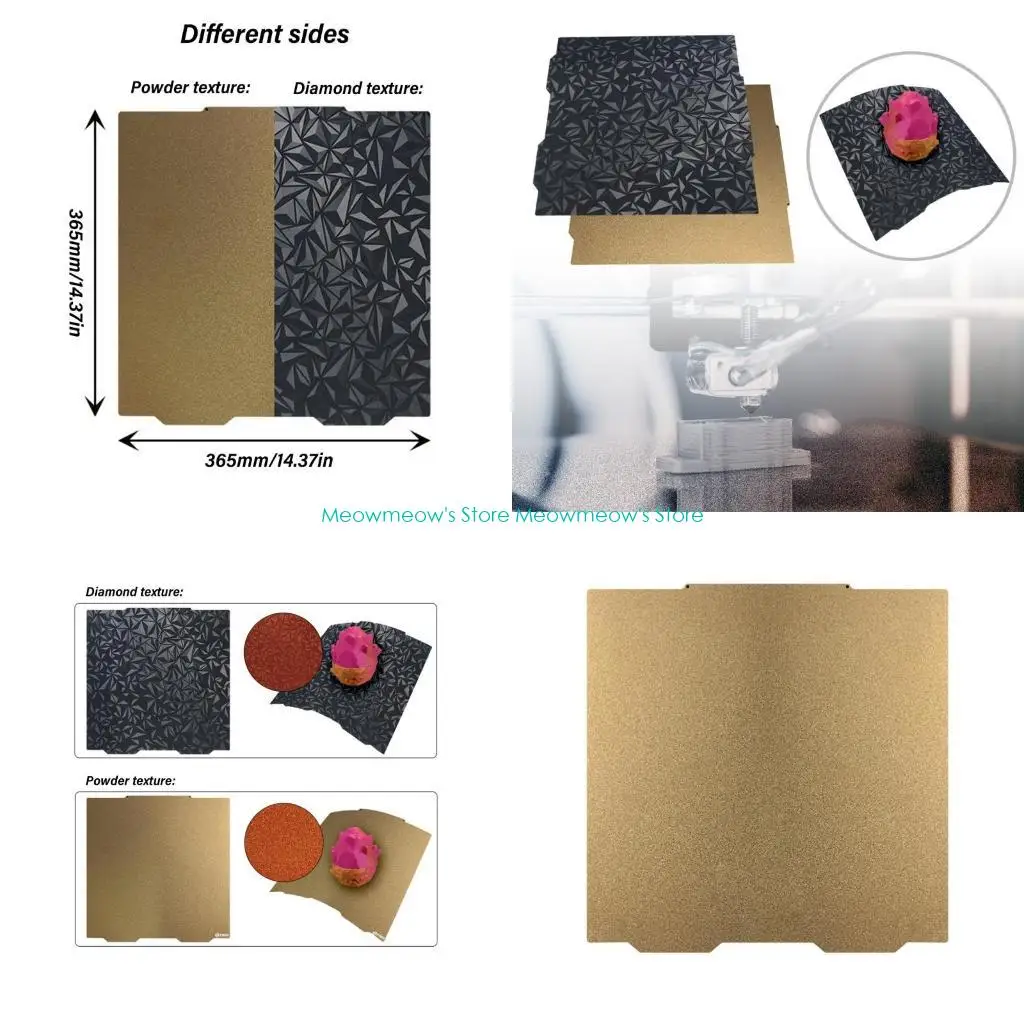 

W91A 365x365 мм печатный кровать Гибкий съемный пружинный стальный лист с двусторонним текстурированным текстурированным PEI