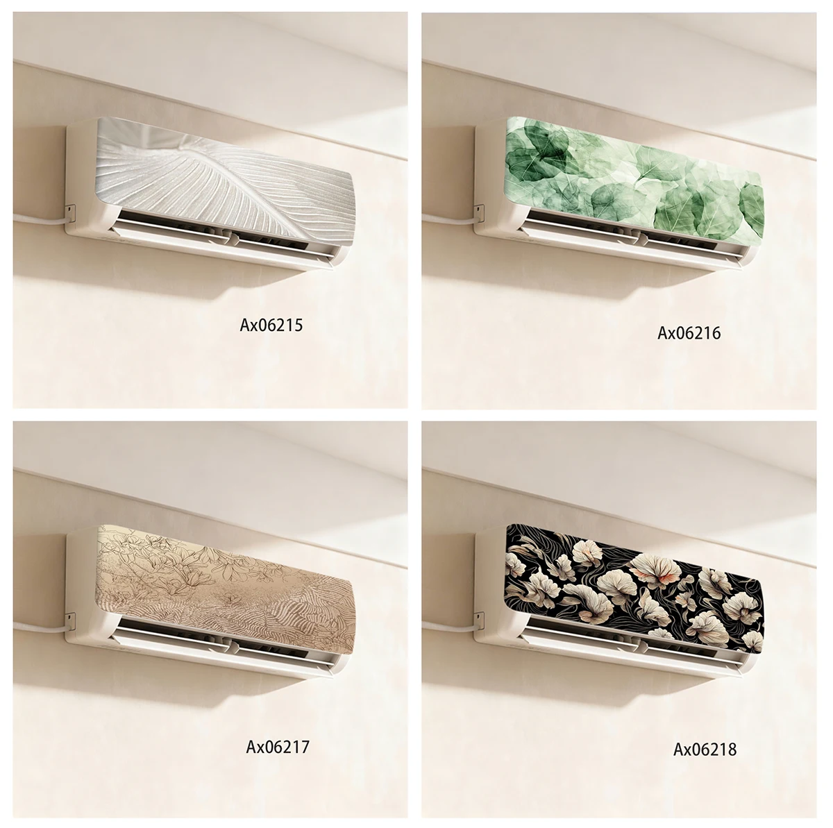 Fresh Watercolor Broad Leaf Floral Self Adhesive Air Conditioner Sticker for Wall Decals Home Room Furniture Decoration