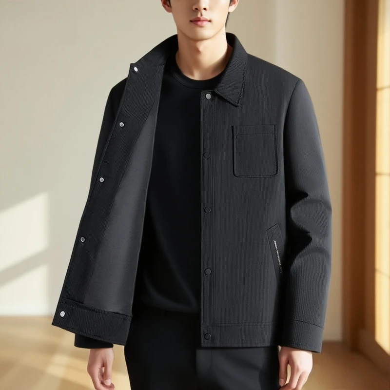 

Последняя модная высококачественная мужская куртка с воротником-стойкой. Простая повседневная куртка для мужчин. Универсальная и удобная мужская куртка.