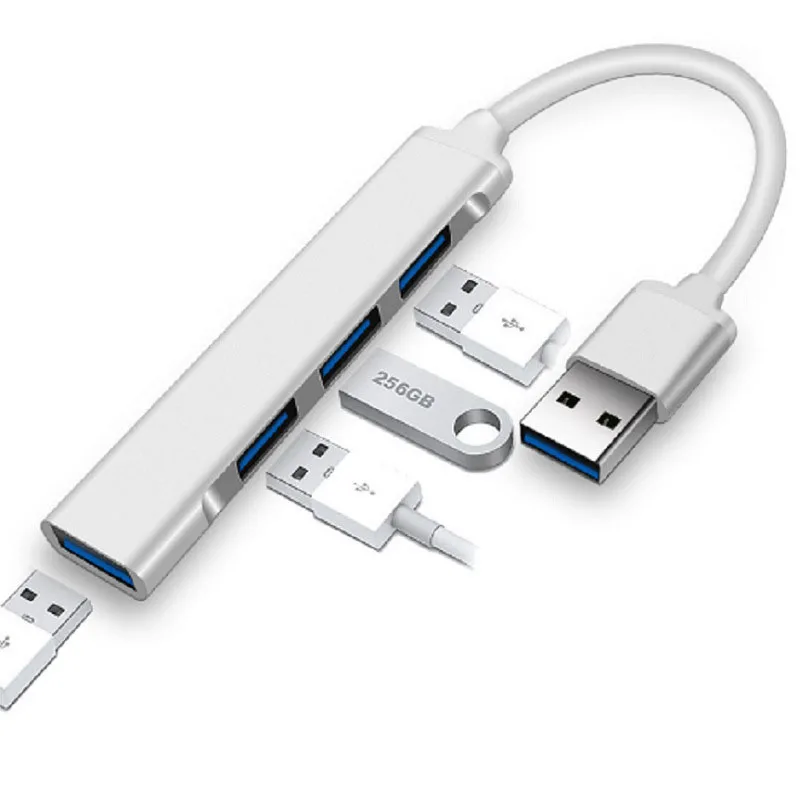 Type-C HUB 1 to 4 USB 3.0 Splitters 2.0 Hub Aluminum Alloy Docking Station 4 Ports Ultra-thin image 6