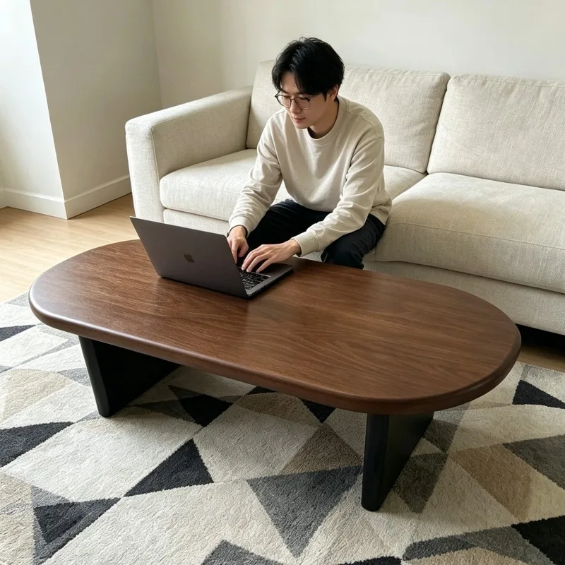 Wooden Flower Coffee Tables Vintage Floor Large Oval Wabi Sabi Coffee Tables Sofas Drink Classic Tisch Wohnzimmer Furniture Home