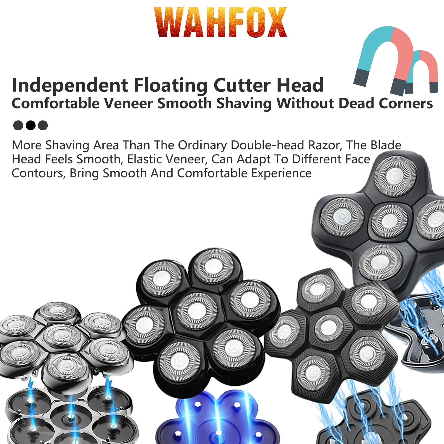 WAHFOX Universal Magnetic Blade Head Shaver Replacement Blades For FREEDOM FREEBIRD and Other Brands Head Shaver