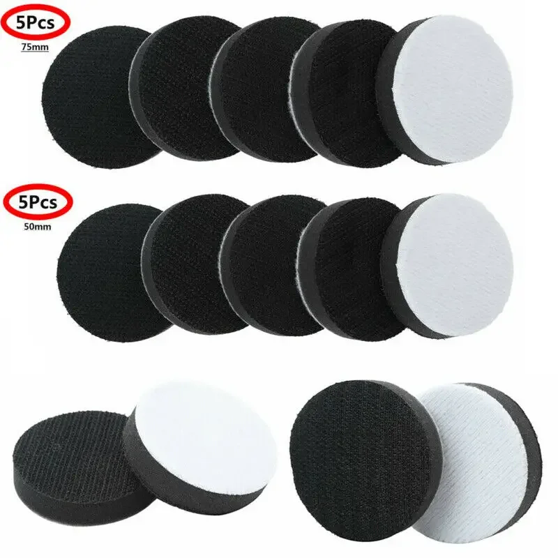 5pcs 50mm 75mm Soft Sponge Interface Pad Loop Hook Sanding Pads Backing Plate For Sander Polishing Grinding Sanding Disc