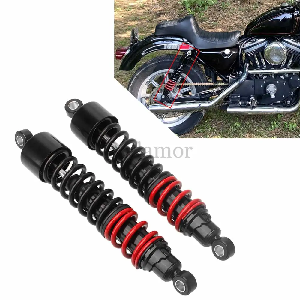 

For Harley Sportster Hugger XLH883HUG 1988-2003 Rear Air Shock Absorber 380mm Black/Chrom/Black Red Solid Steel Aluminium Alloy