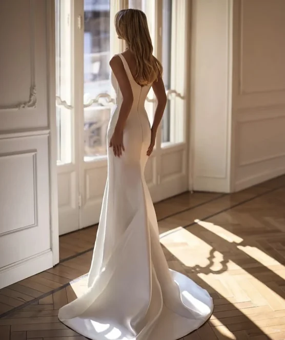تخصيص لتدابير فستان الزفاف السباغيتي حزام ساحة طوق حورية البحر عارية الذراعين زي العرائس svativiСеее #2