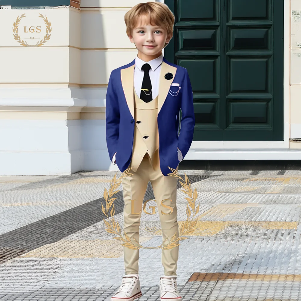 

Boys' Formal 3-Piece Wedding Suit Set: Tailored Jacket + Vest + Pants for Ring Bearer, Page Boy, Wedding Guest