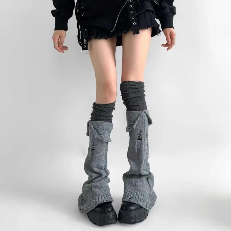 Nowe japońskie skarpetki do kolan w stylu Lolita, słodkie, dziergane, z wełnianą pomponką, damskie, jesienno-zimowe, ocieplane skarpetki.