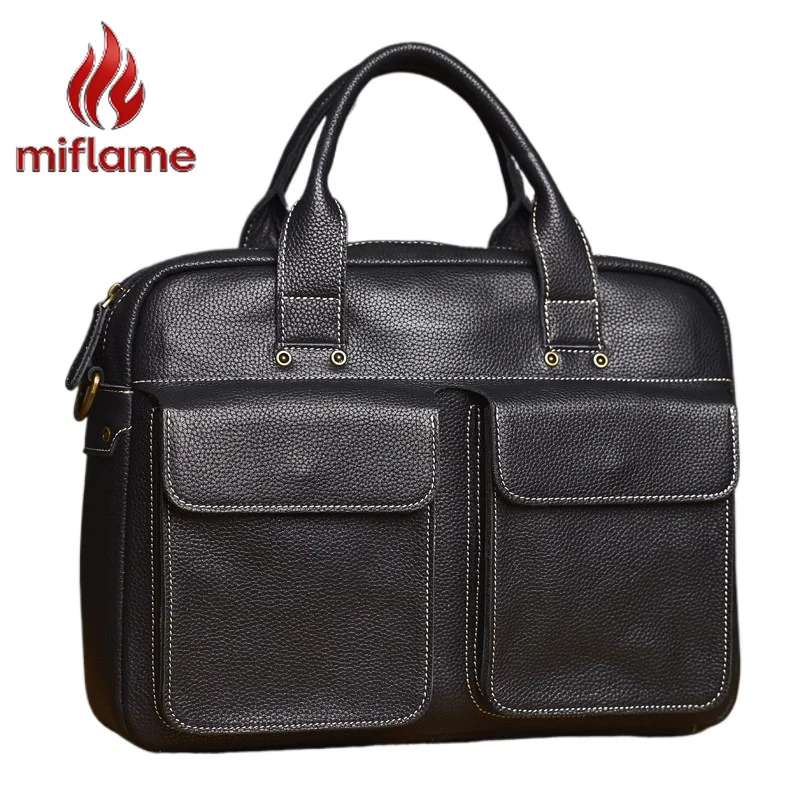 

Men's Handbag for Men Genuine Leather Top Grain Leather Large Capacity Laptop Bag Business Document Briefcase Luxury Purse