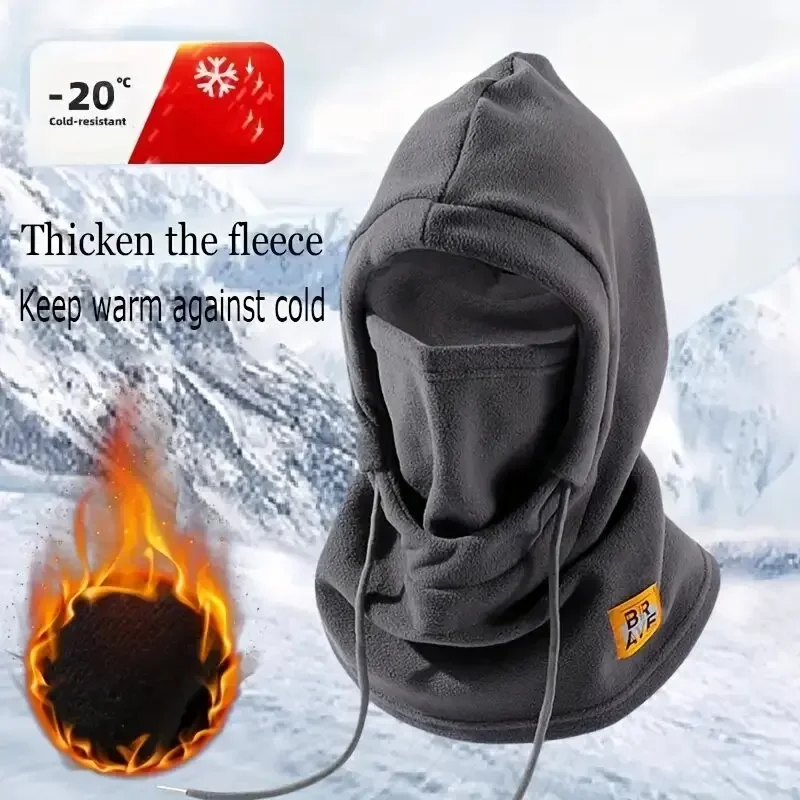 Cagoule d'hiver unisexe en tricot, masque coupe-vent avec cordon de serrage, couvre-chef d'équitation pour moto, bonnet tricoté chaud pour temps froid