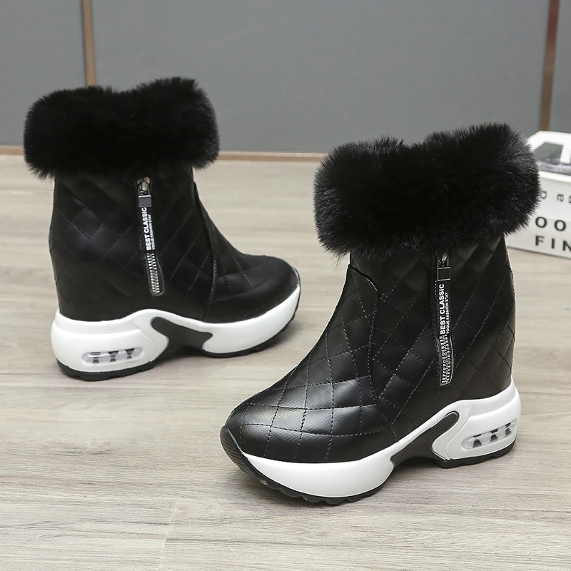 Winter Warm Rabbit Fur Sneakers Platform Snow Boots Women 2023 Ankle Boots Female Causal Shoes Ankle Boots for Women