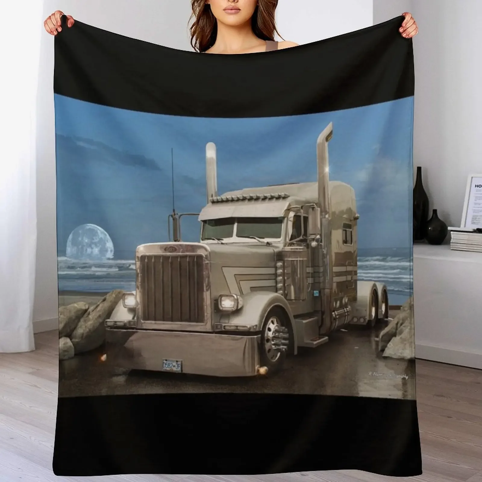 

Two Toned Grey Peterbilt Throw Blanket Long Lasting Soft Plush Blanket for Daily Use