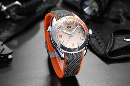 Imagen 2 del producto Reloj Automático para Hombre Mecánico Lona Correa De Goma Naranja Azul Rojo Reloj De Lujo Hombre Baratos