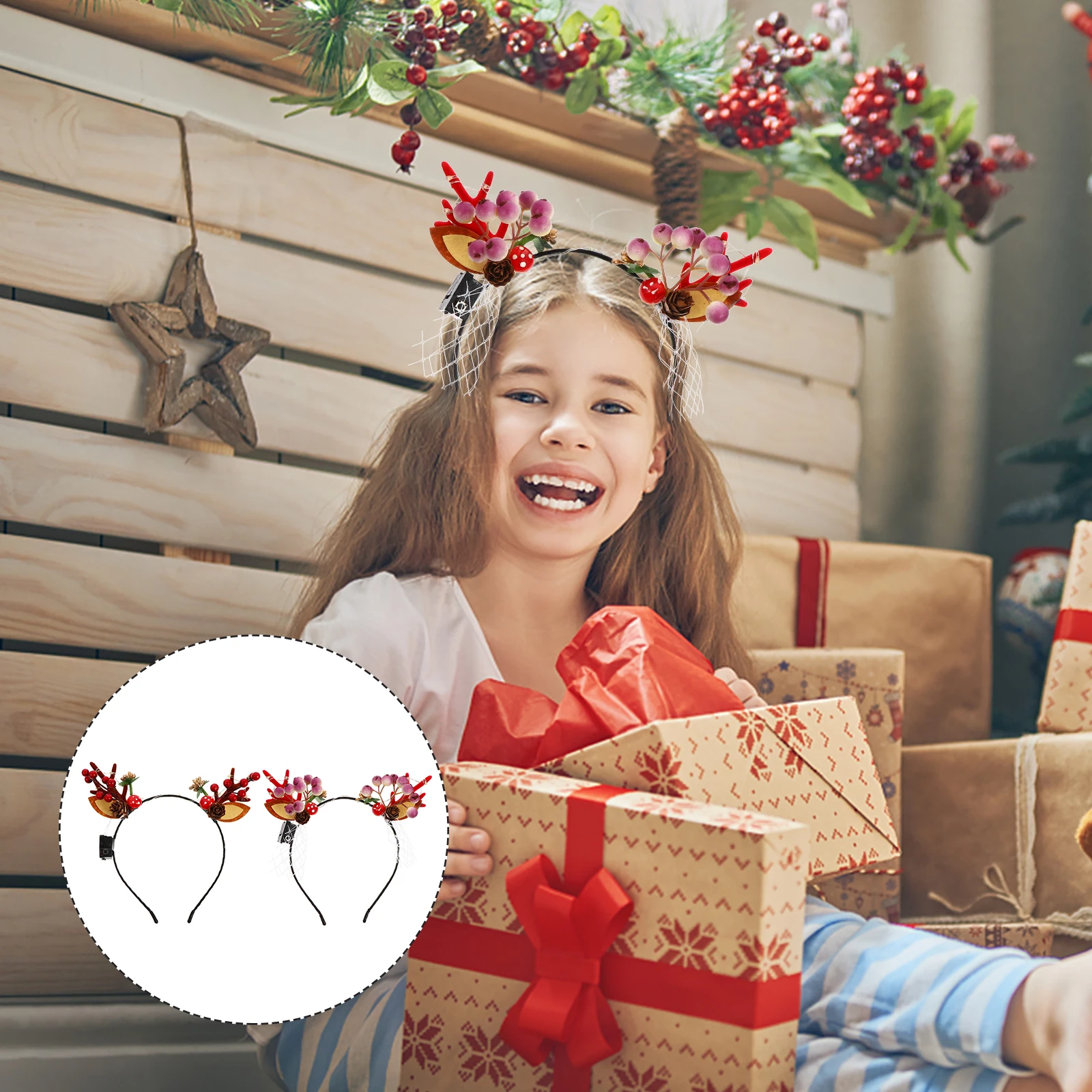 

2pcs Luminous Reindeer Antler Hairband Glow Headband For Christmas Party Carnival Night Event Hair Accessories