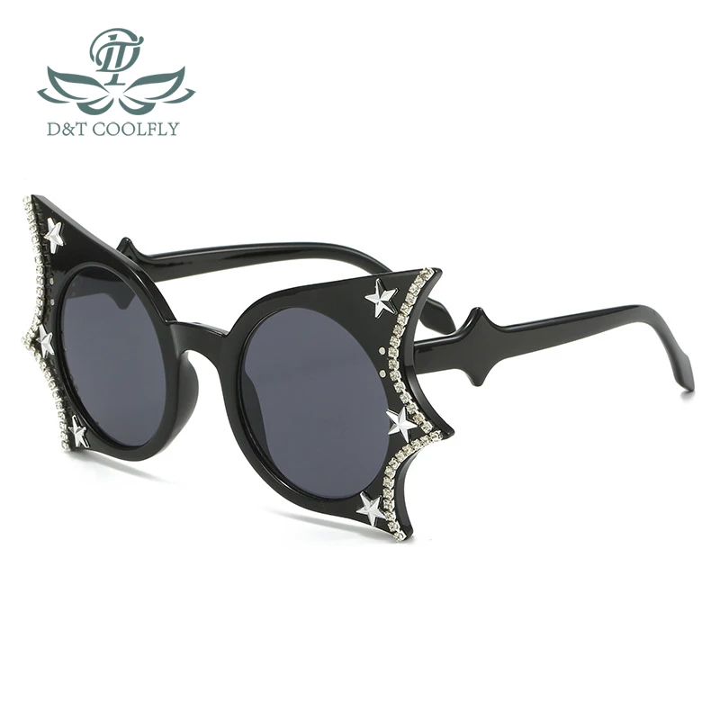 D&T 2023 New Fashion Bat Sunglasses Women Men Gradients Lens Diamond Luxury Frame Butterfly Style Brand Designer Eyewear UV400