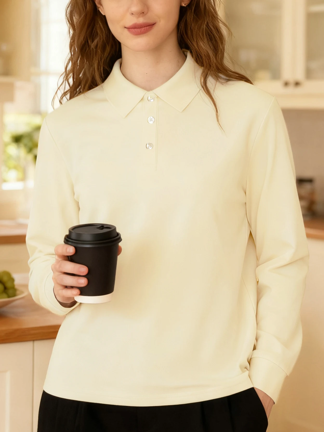 Autumn Solid Women's T-Shirt Comfortable Business Polo Shirts Commute Company Tee Button Street Workwear Colour Casual Tops