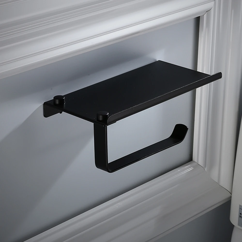 Wall Mounted Tissue Boxes Kitchen Bathroom Paper Roll Rack  Toilet Paper Holder with Phone Storage Shelf Phone Holder